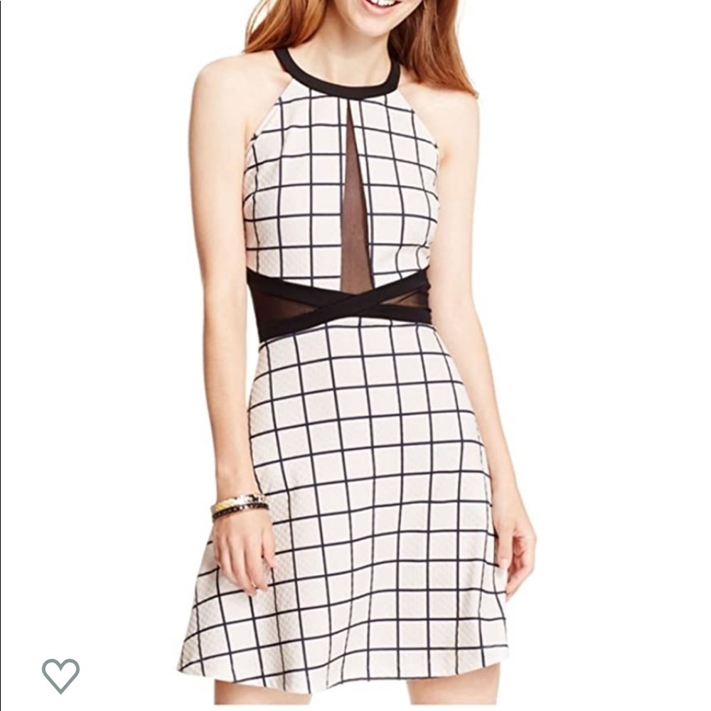 Mesh front Illusion Printed Flare&Fit A-line dress